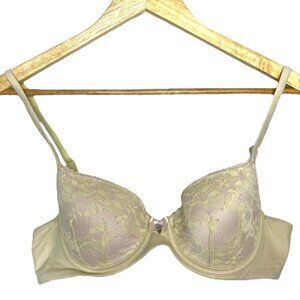 Victoria's Secret Women's 36B Body By Victoria Lined Demi Yellow Tan Lace‎